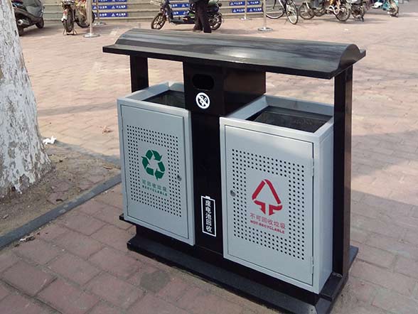 戶(hù)外鋼制分類(lèi)垃圾桶WJ-8009